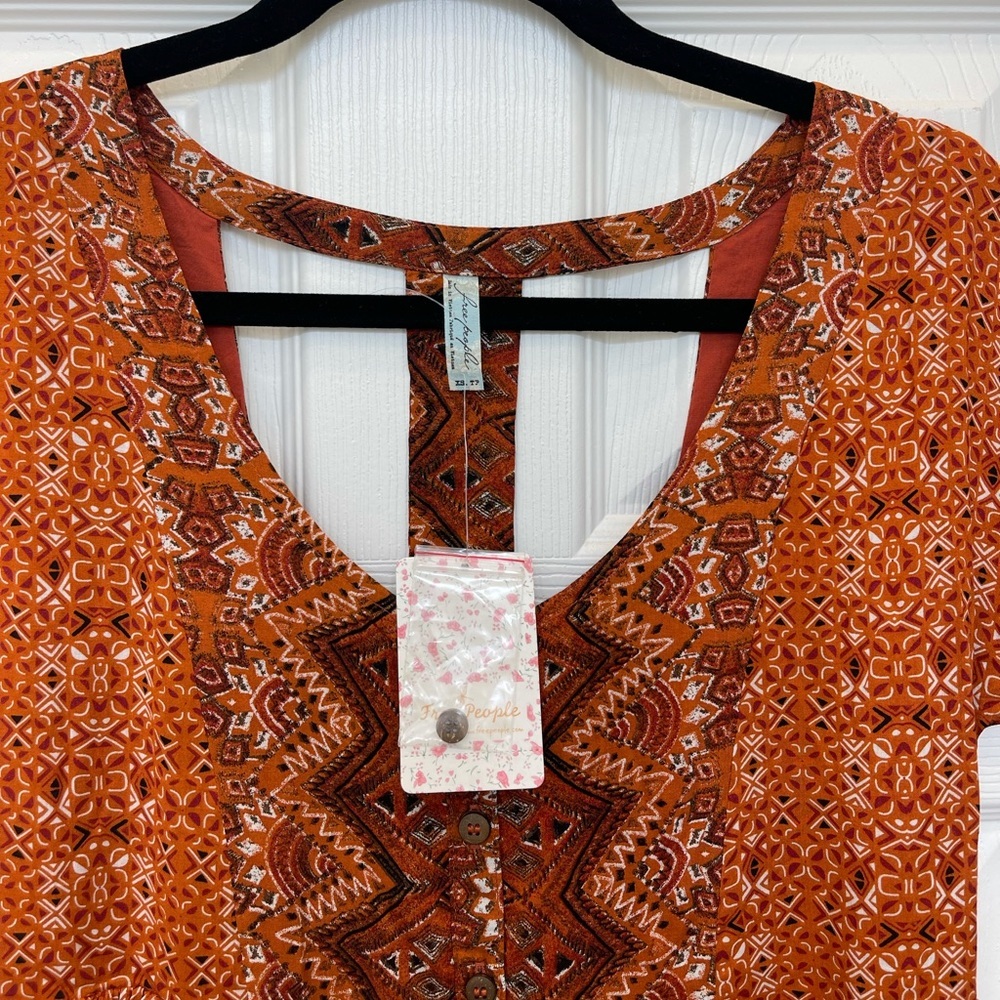 Free People Orange Aztec Dress XS NWT - Picture 5 of 6